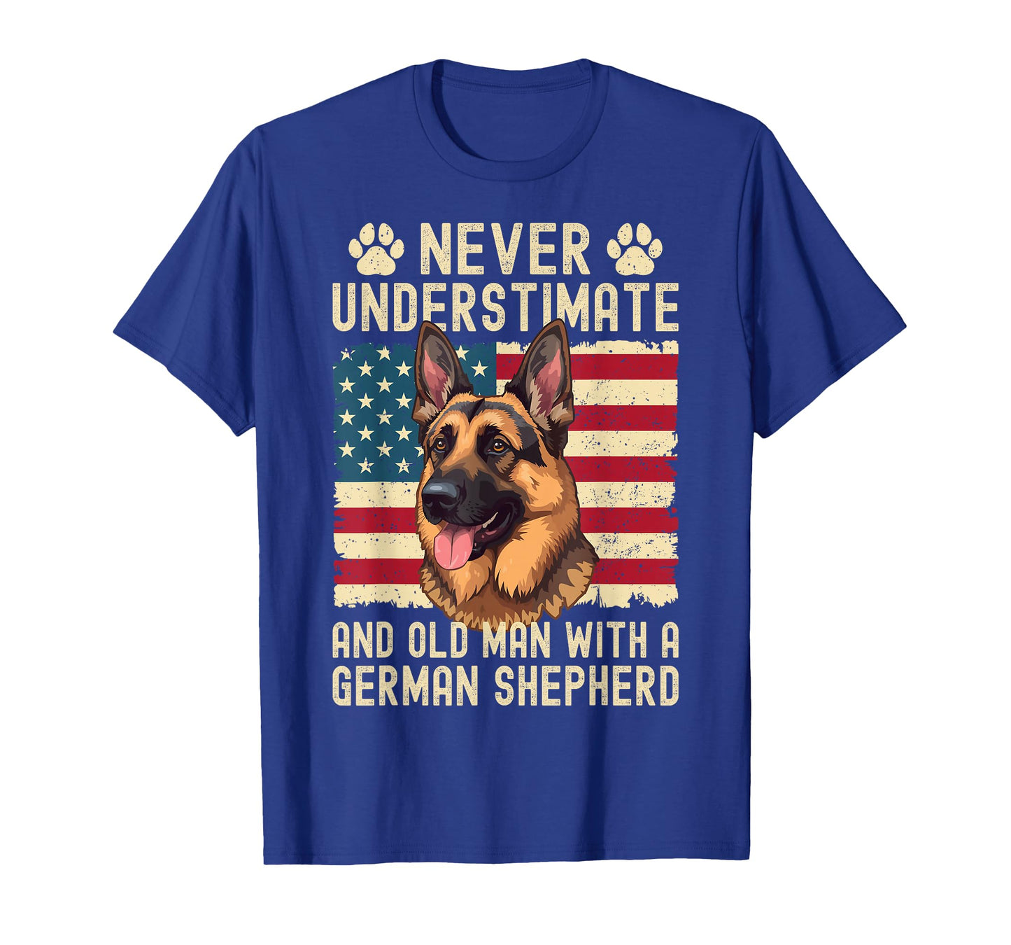 Never Underestimate Old Man with German Shepherd Dog Lover T-Shirt