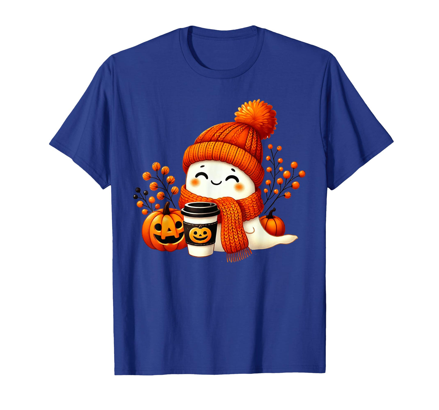 Cute Ghost Pumpkin Spice Cup Halloween Fall Drink Girls Kids T-Shirt