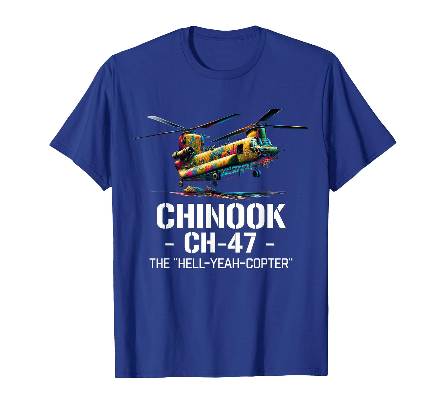 Military Aircraft Aviation Designs Vintage CH-47 Chinook Military Helicopter T-Shirt - Black - Men's Unisex-Adults - Small - Short Sleeve - Crew Neck - T-Shirt
