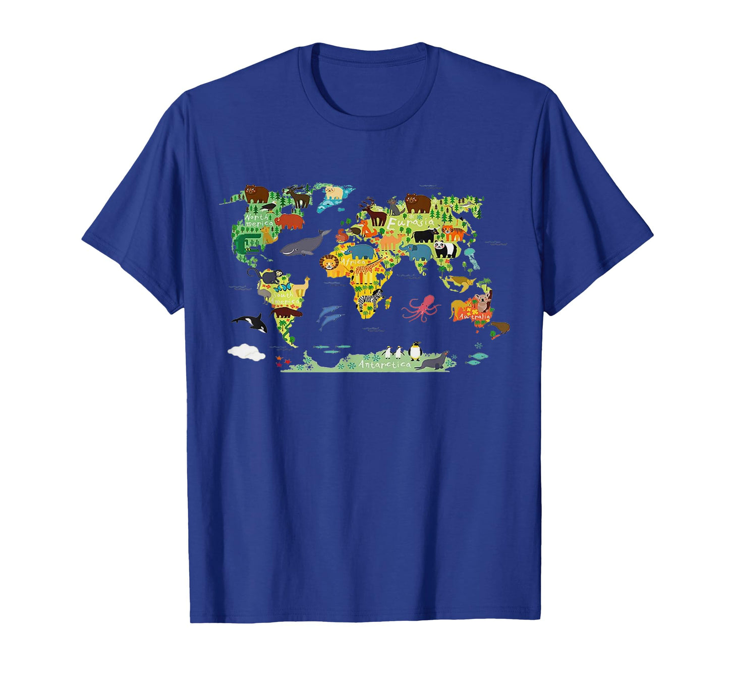 Funny world animals map shirt for kids,boys and girls T-Shirt