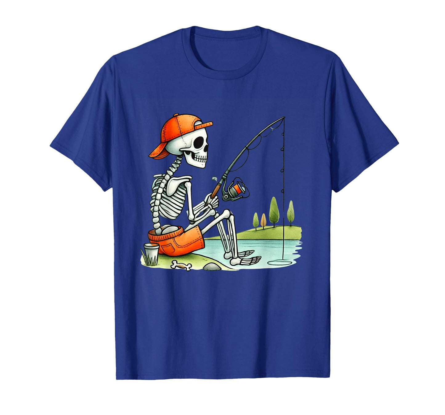 Skeleton Fishing Halloween Costume Funny Fishing Boys Kids T-Shirt