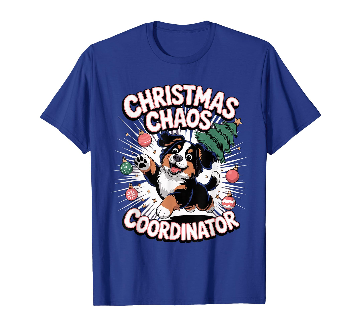 Christmas Chaos Coordinator Xmas Puppy Funny Bernese Dog T-Shirt