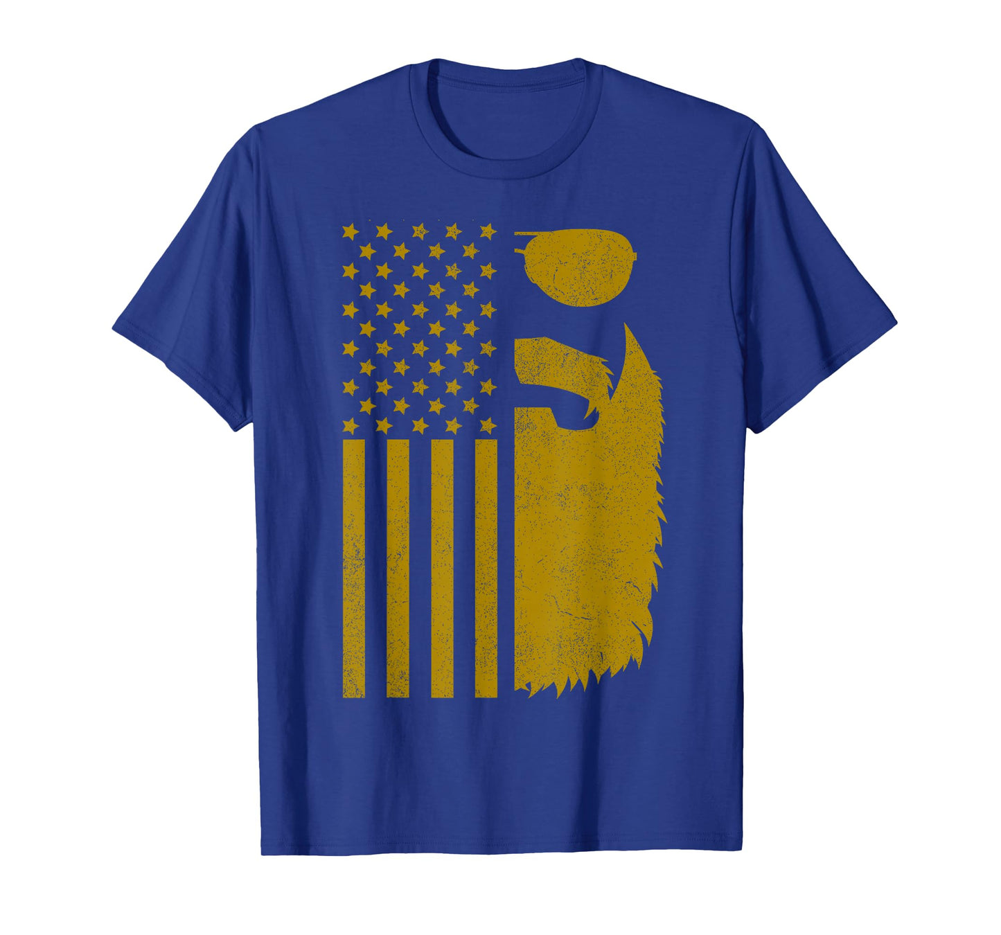 Patriotic US Flag Beard And Sunglasses For Men With Beards T-Shirt