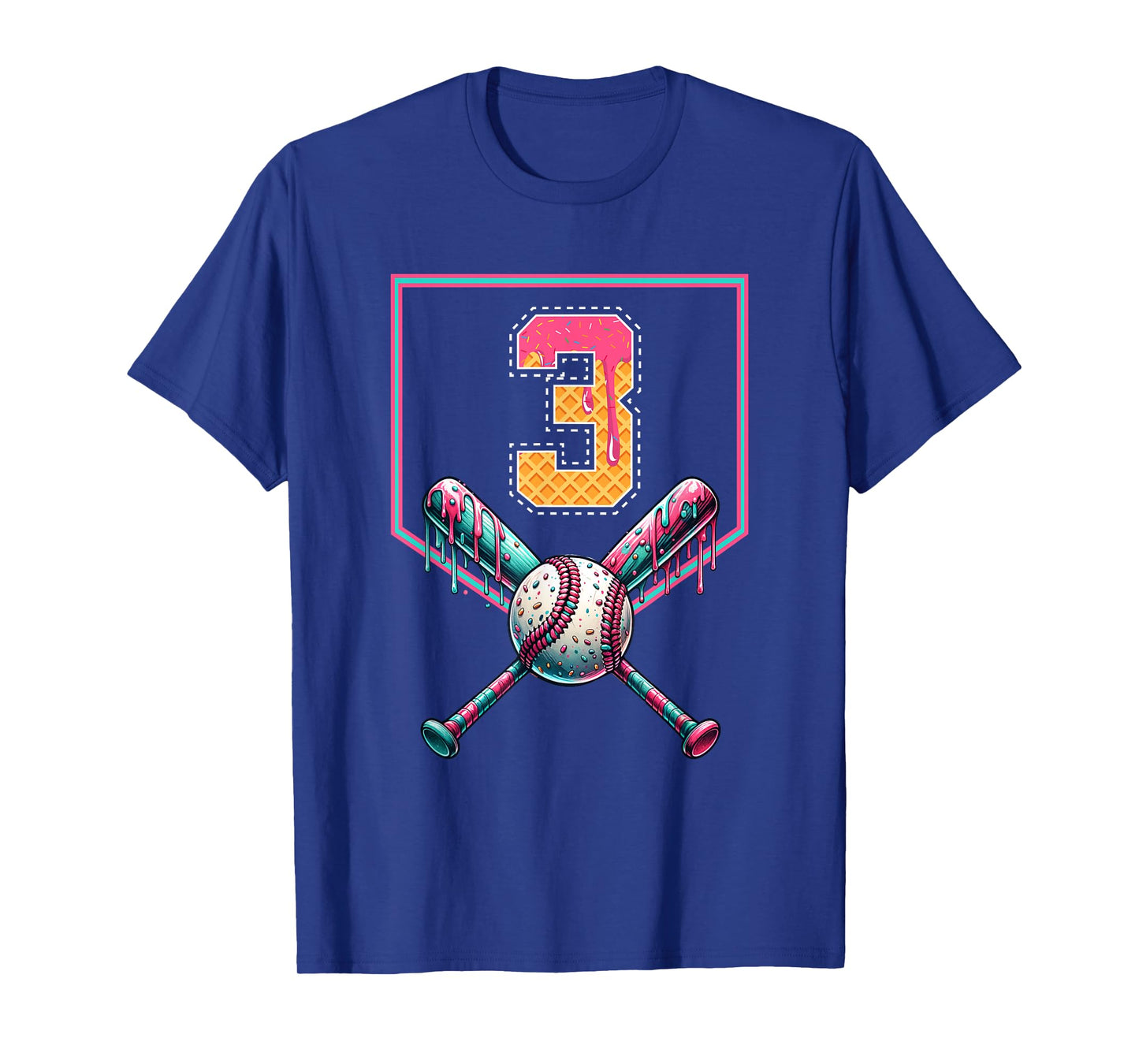 Baseball Drip Number 3 Player Or 3rd Birthday Drip Style T-Shirt