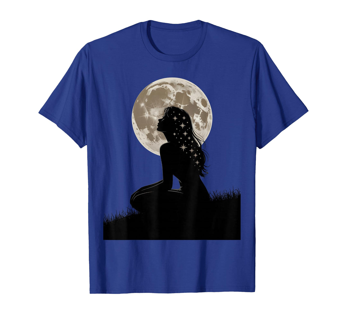 Full Moon Feelings Girl Design Astrology Galaxy Silhouette T-Shirt