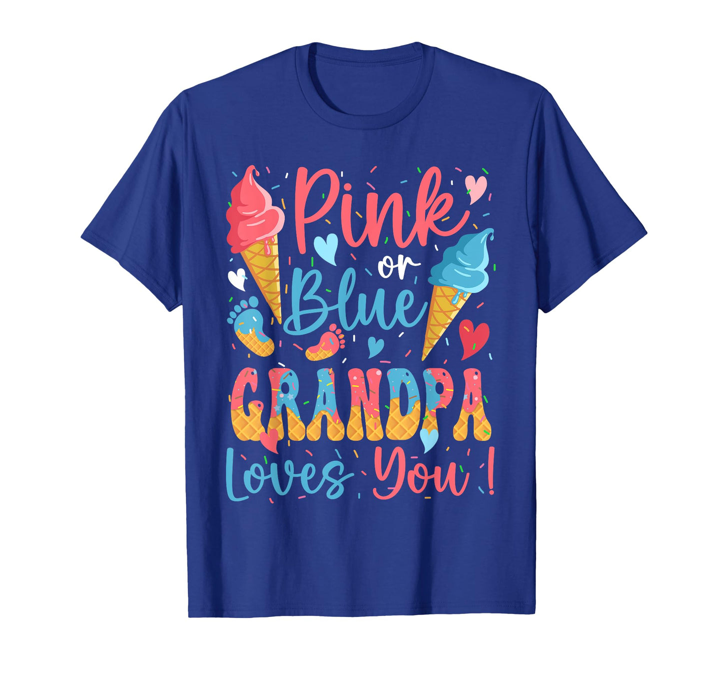 Pink or Blue Grandpa Loves You Ice Cream Gender Reveal T-Shirt