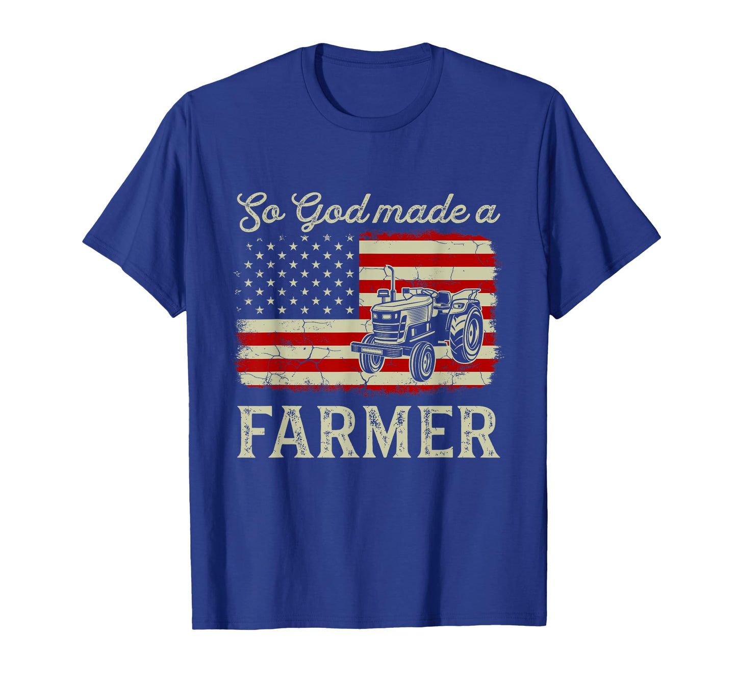 Vintage Old American Flag Patriotic So God Made A Farmer T-Shirt
