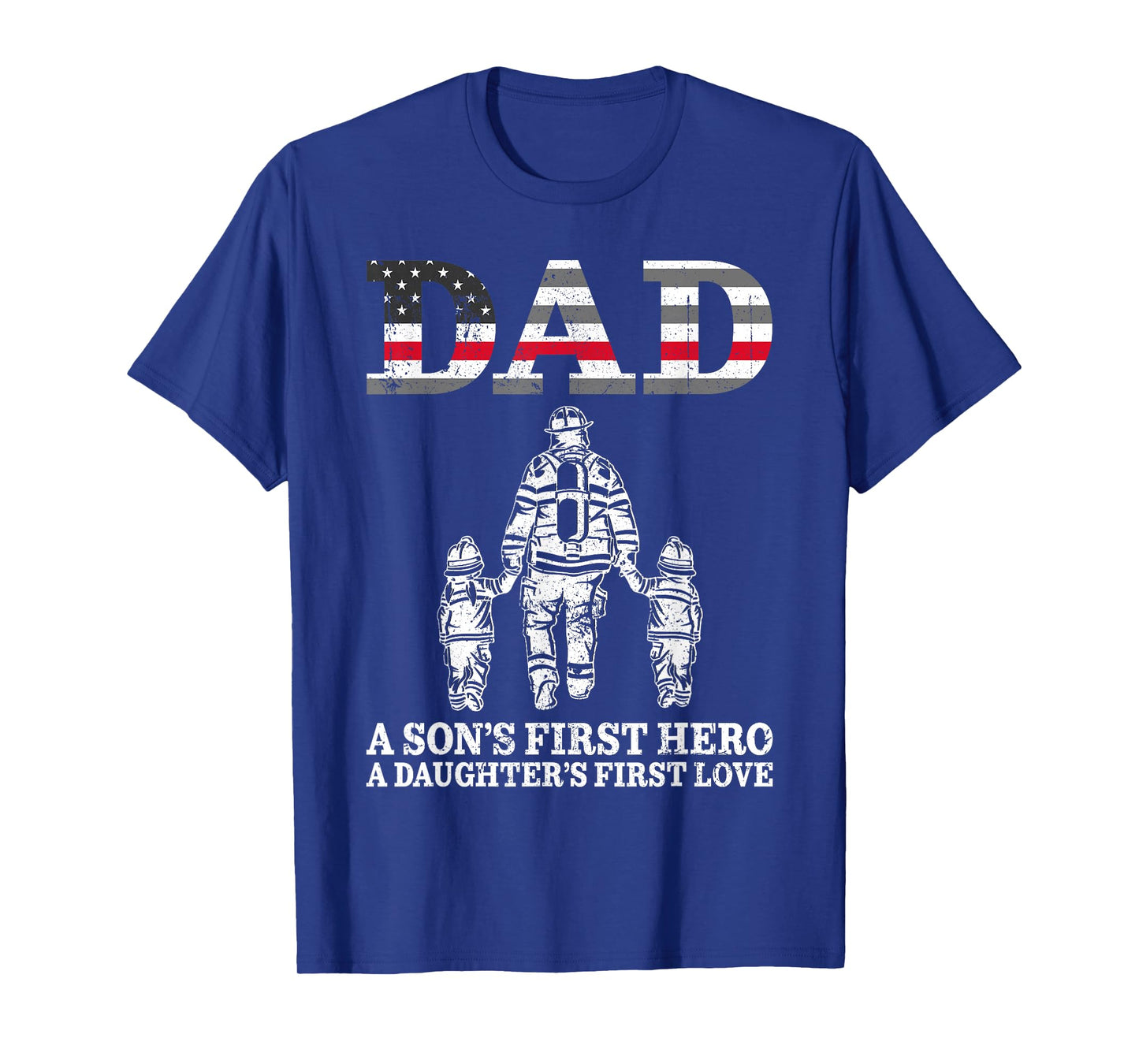 Retro Firefighter Dad Son's First Hero Daughter's First Love T-Shirt