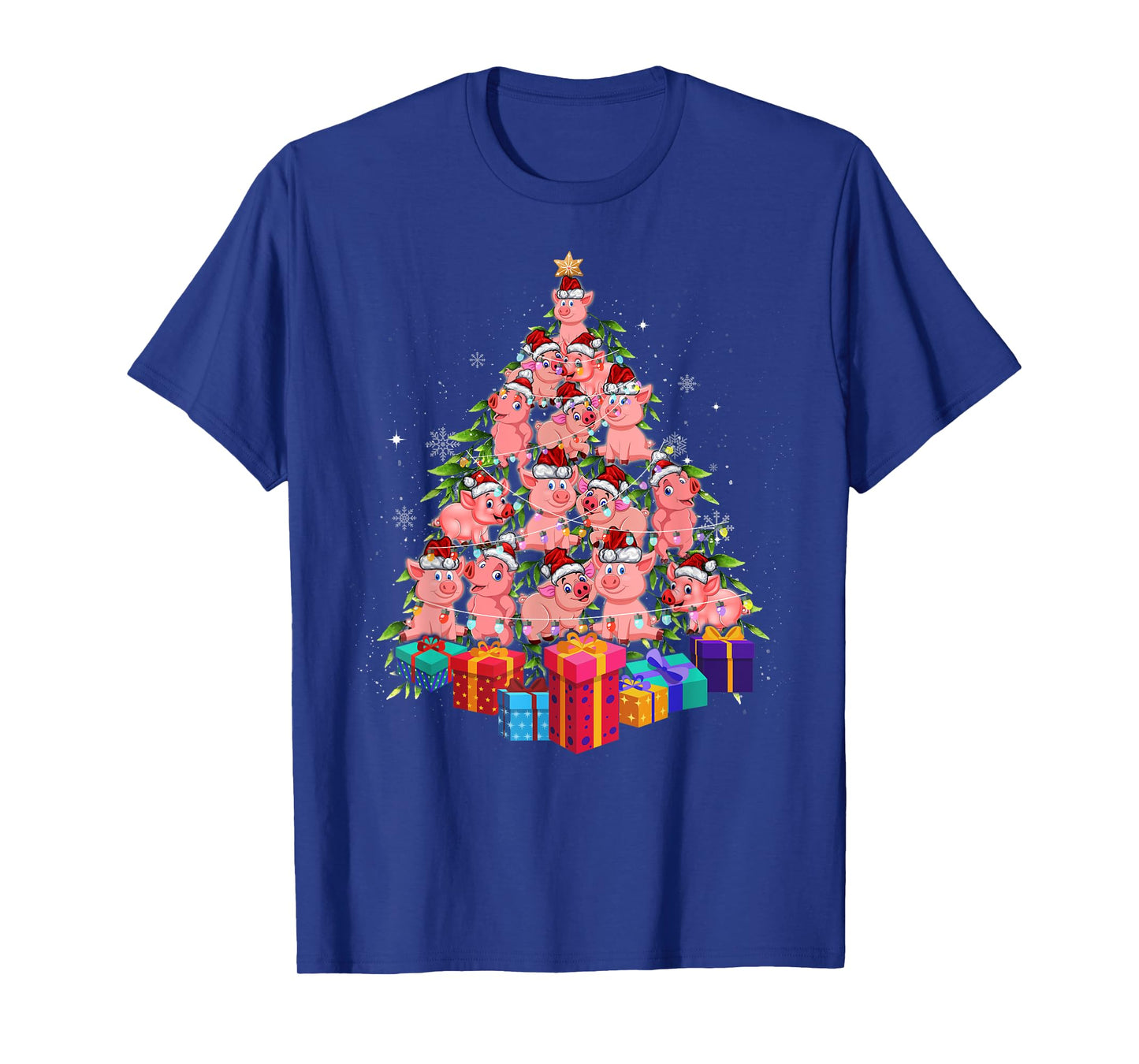 Funny Farmer Christmas Tree Pig Family Xmas Pajamas Matching T-Shirt