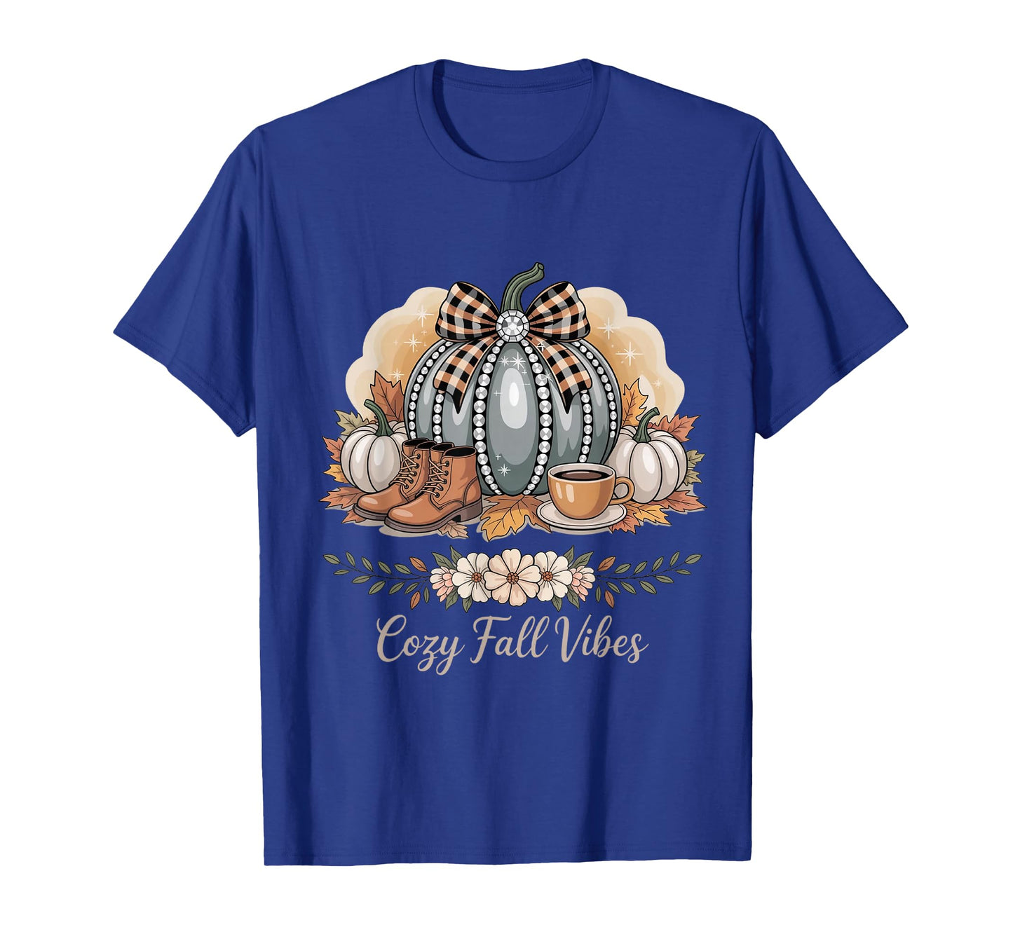 Cozy Fall Vibes Autumn Pumpkin Season Thanksgiving Women T-Shirt