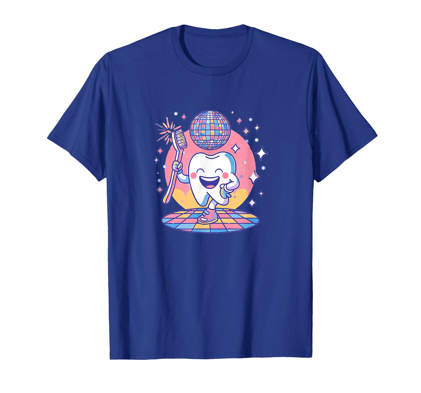 Funny Retro Disco Tooth with Toothbrush for Adults and Kids T-Shirt
