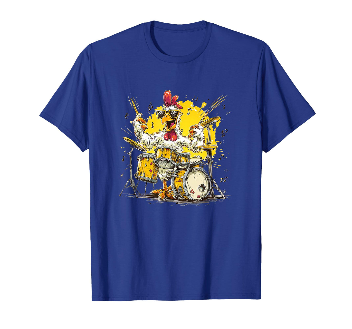 Cool Musician Chicken Loves Drums for Rock'n Roll Lovers T-Shirt