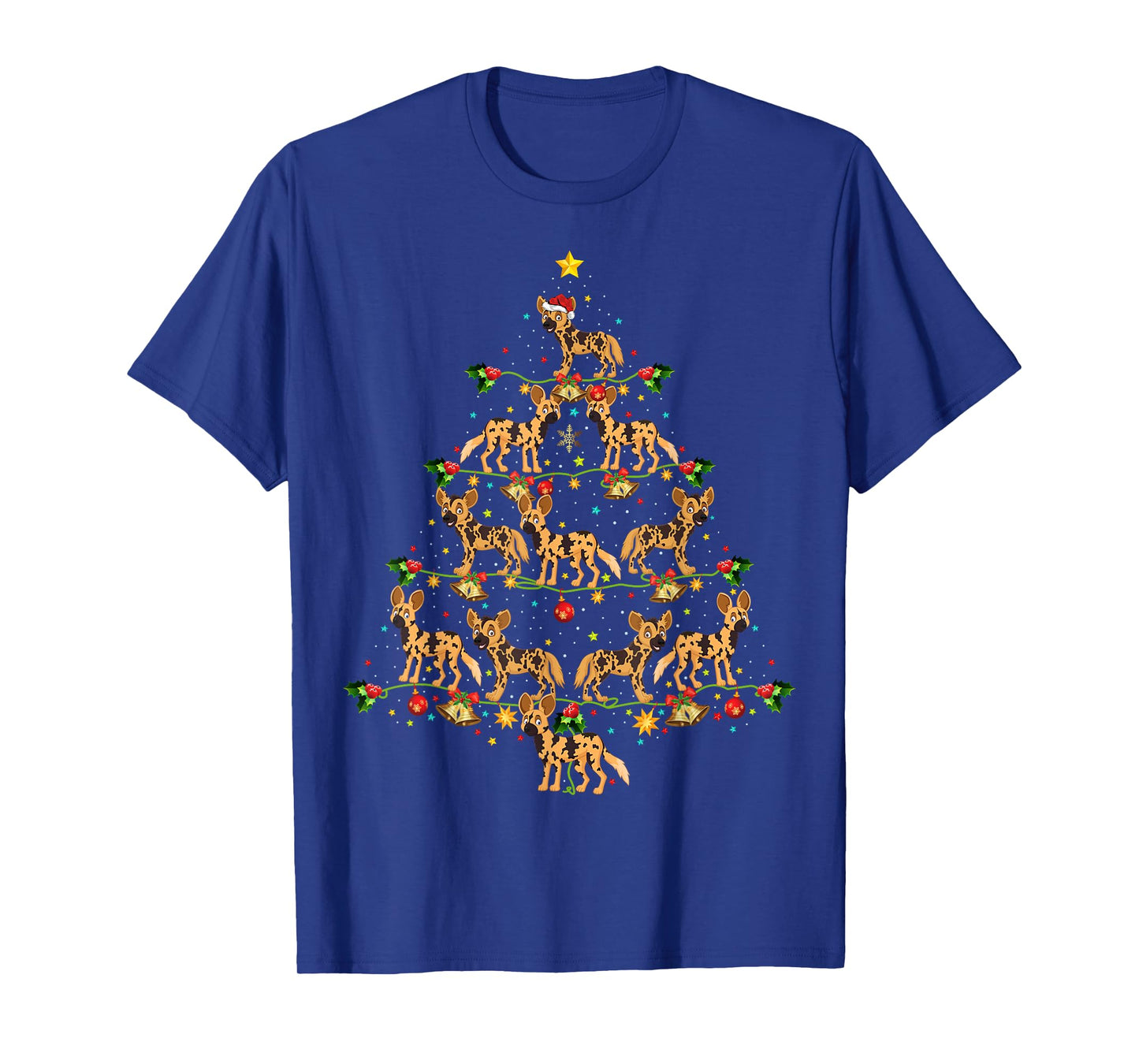 African Wild Dog Xmas Tree Gift African Wild Christmas Men Women Kids T-Shirt
