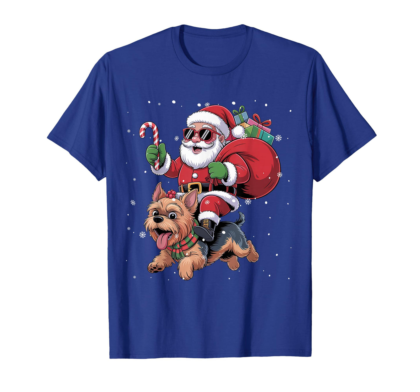 Santa Claus Ride Yorkshire Terrier Dog Christmas Yorkie T-Shirt