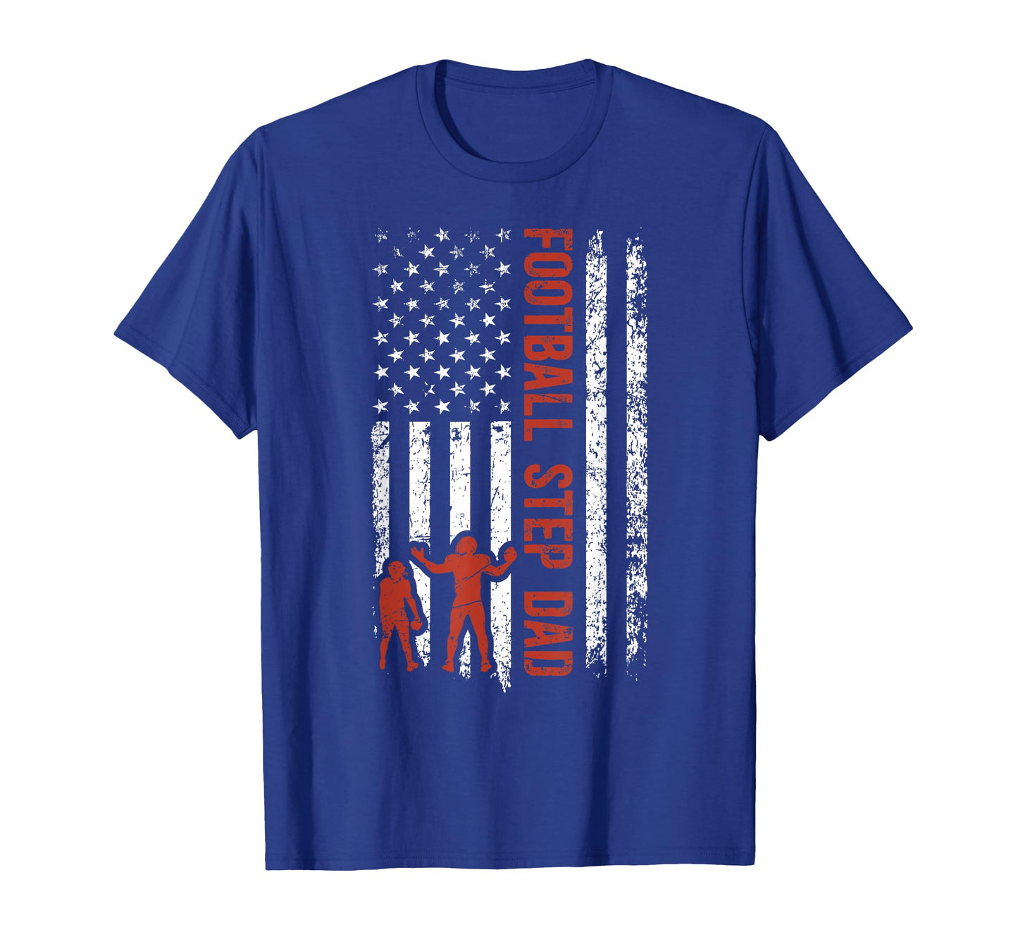 Football Step Dad Of A Football Player Stepfather US Flag T-Shirt