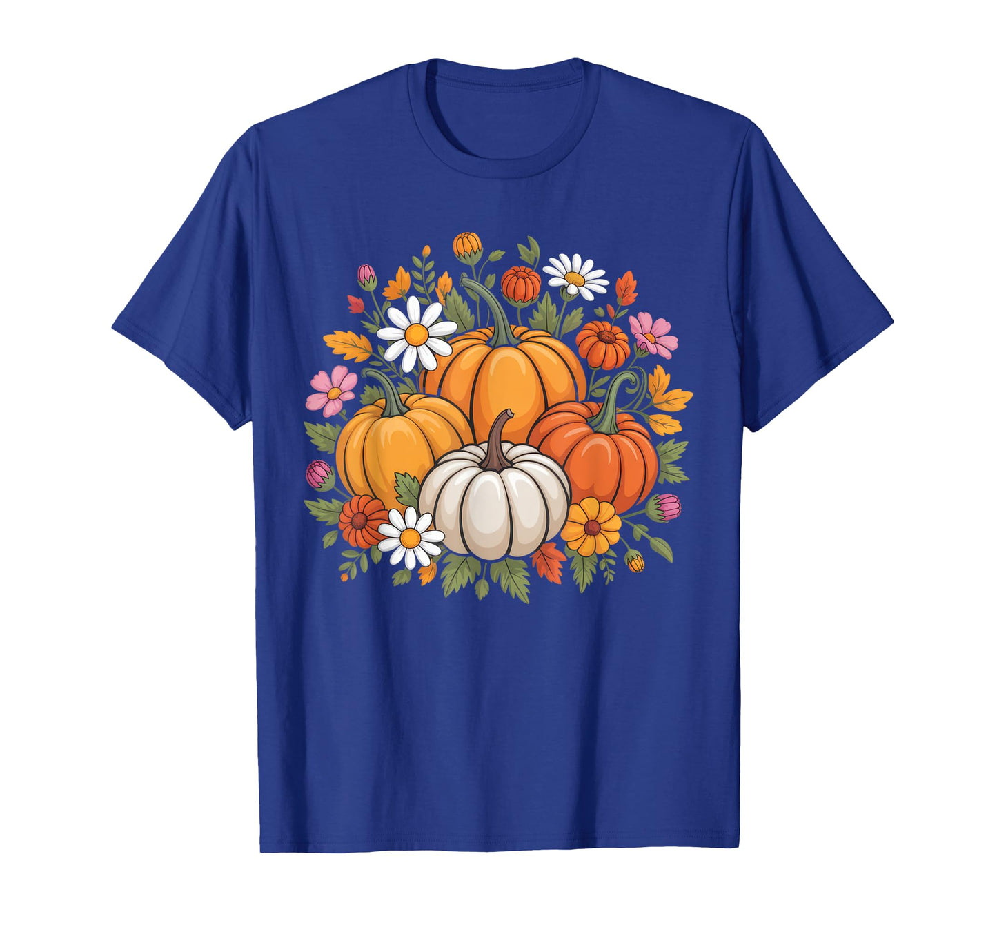Autumn Harvest Pumpkins Floral Art for Nature Lovers T-Shirt