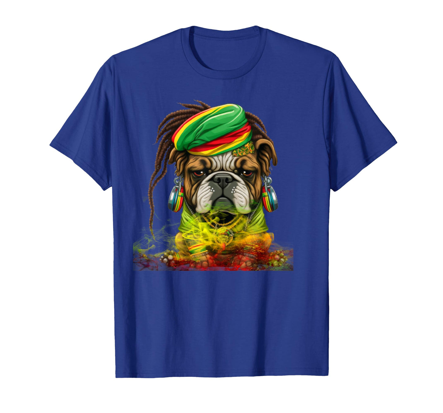 Rasta Dog Stylish Rastafari Bulldog Reggae & Jamaica Vibes T-Shirt