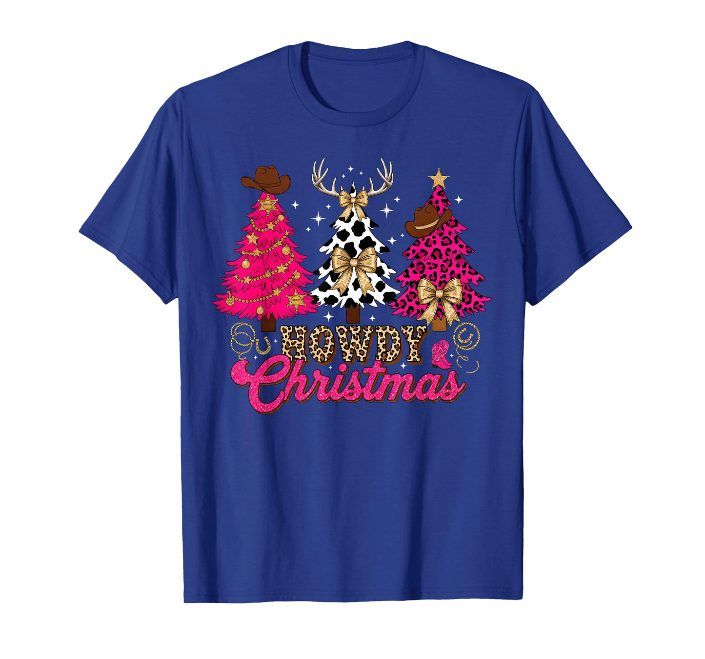 Howdy Christmas Cowboy Western Xmas Trees Pajamas Holiday T-Shirt