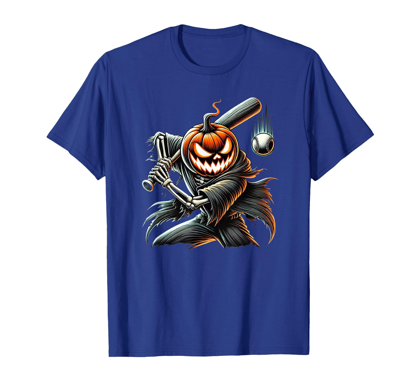 Skeleton Baseball Player Pumpkin Head Halloween Costume 2024 T-Shirt