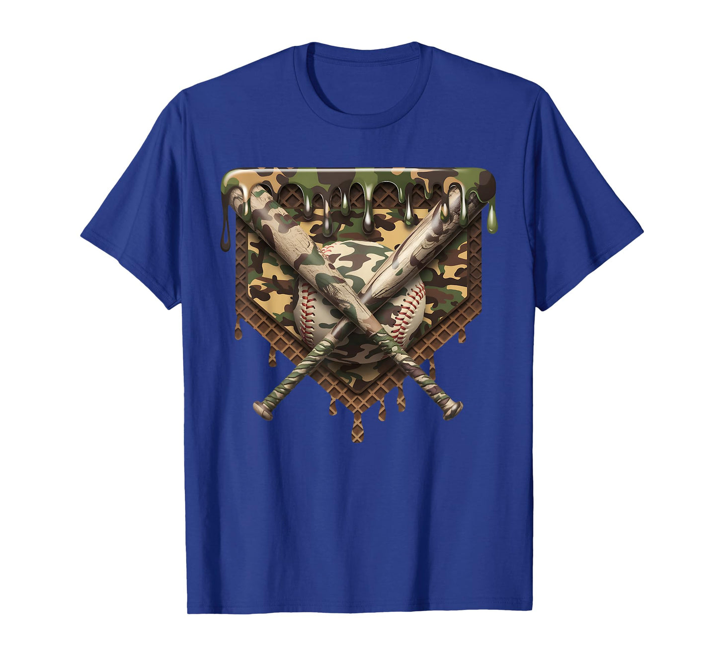 Baseball Home Plate Drip Baseball Ice Cream Camo Matching T-Shirt