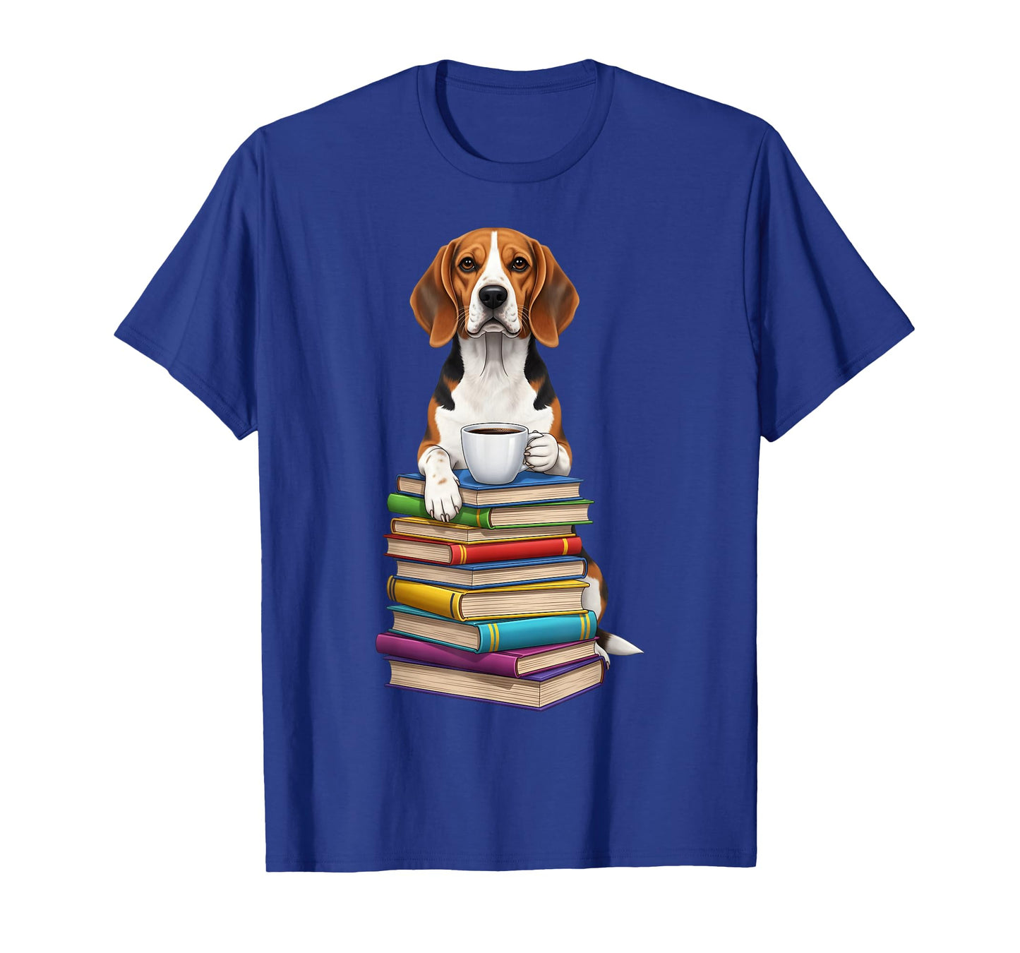 Bookworm Beagle Reading Books Drinking Coffee Dog Lover T-Shirt