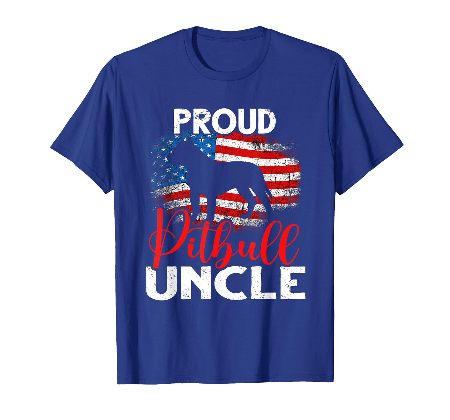 Vintage Proud Pitbull Dog Uncle American Flag T-Shirt for Women Men