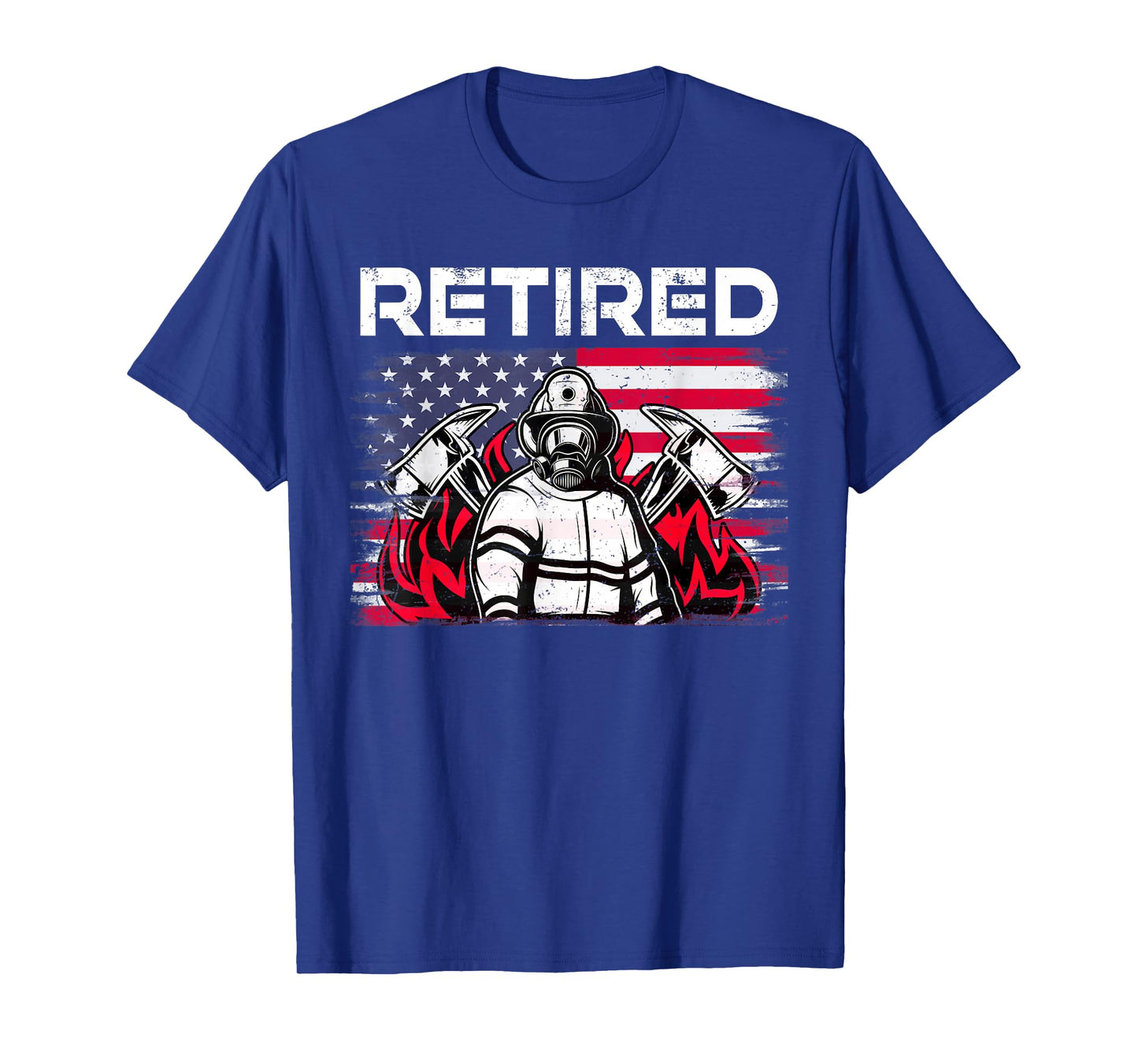Retired Firefighter Retirement USA Flag Thin Red Line Men T-Shirt