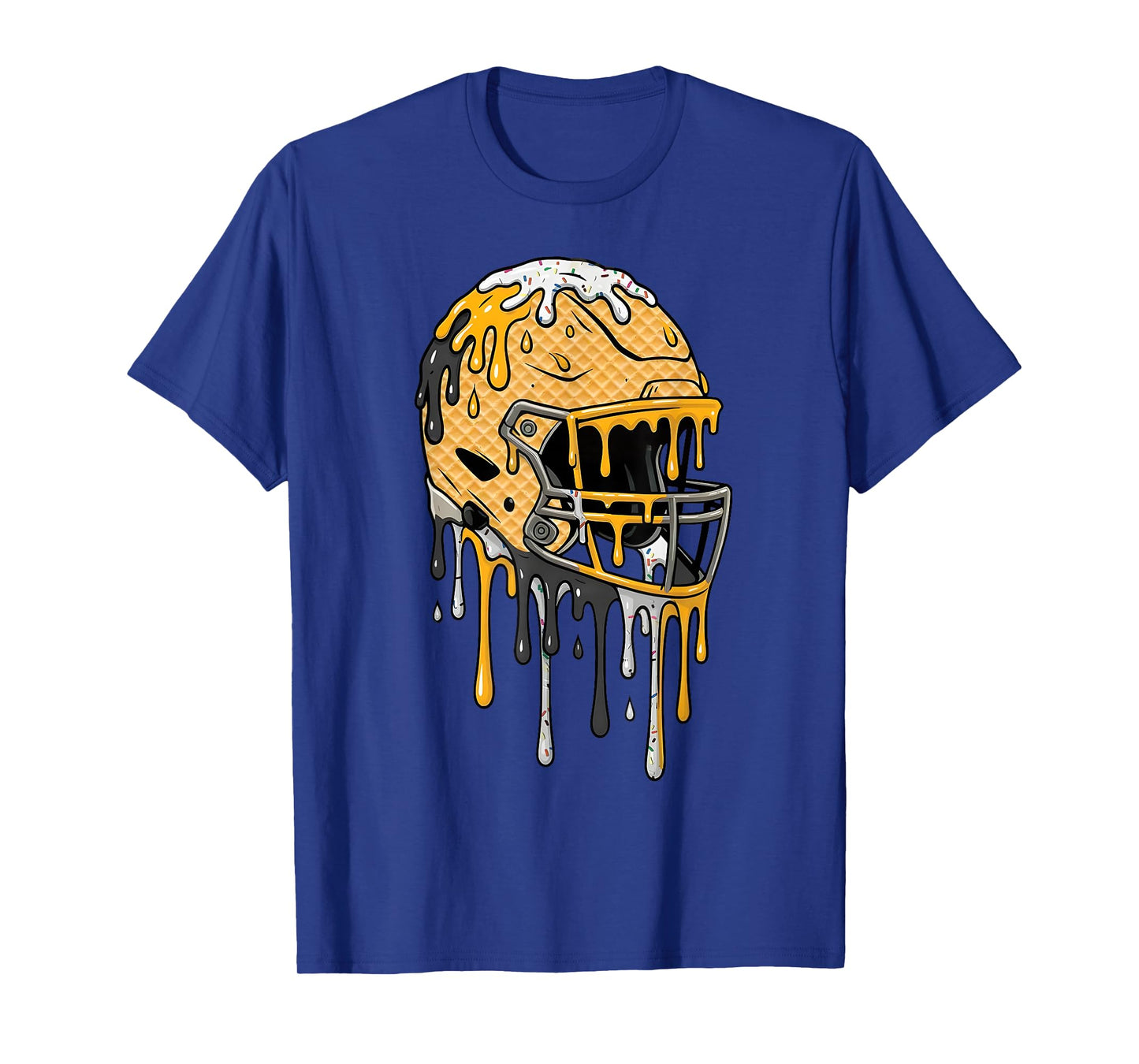 Football Helmet Black and Gold Ice Cream Drip Boys Kids T-Shirt
