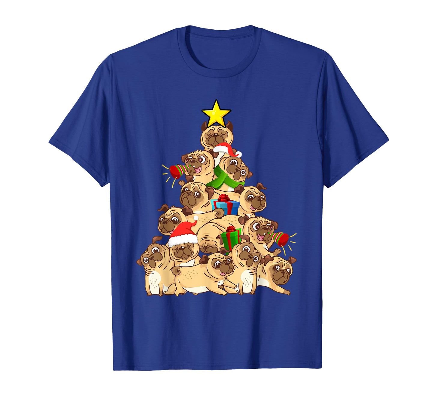 Pug Dogs Tree Christmas Sweater Xmas Pet Animal Dog Gifts T-Shirt for Men Women Kids