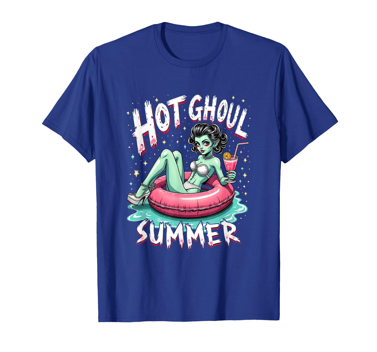 Hot Ghoul Summer Horror Babe Spooky Pool Retro Vibes T-Shirt
