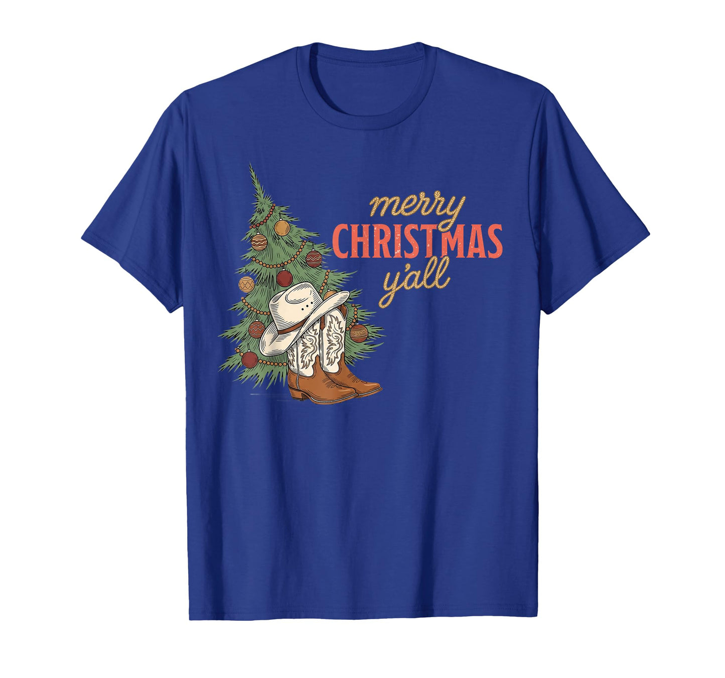Merry Christmas Y’All Western Cowboy Holiday Men Women Kids T-Shirt