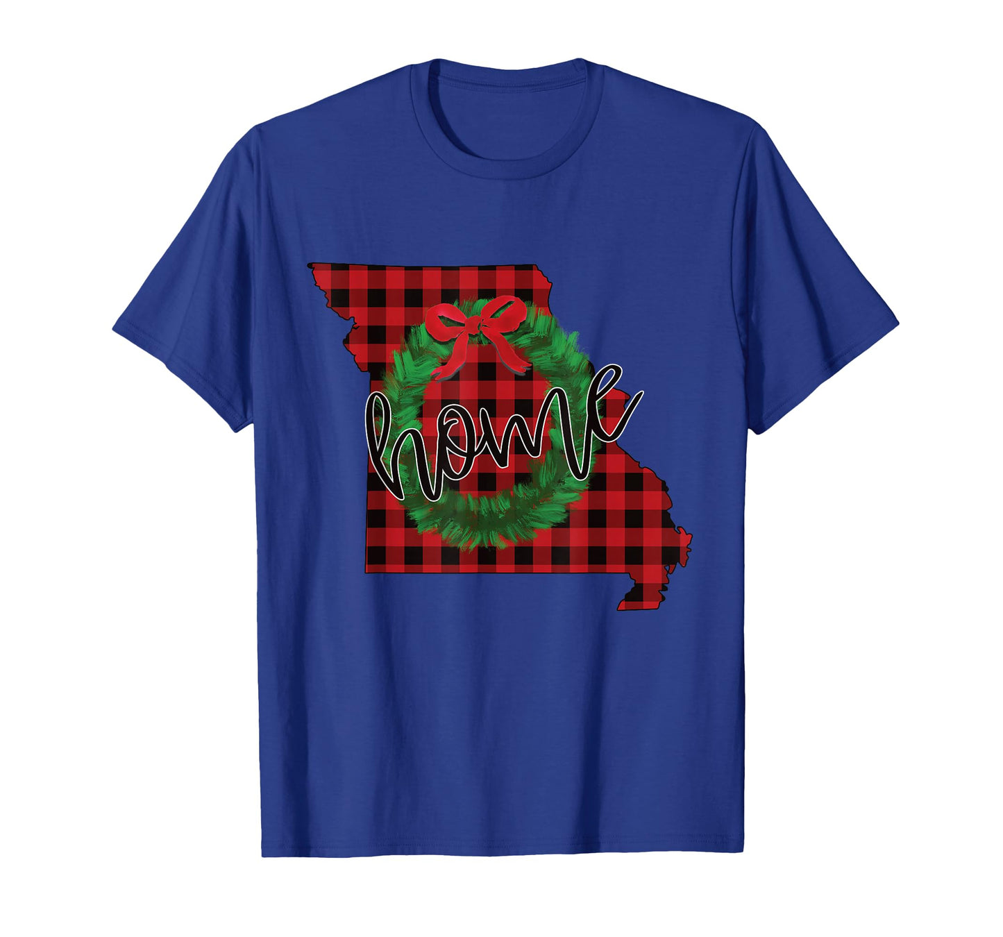 Missouri Buffalo Plaid Christmas Home Wreath Retro T-Shirt
