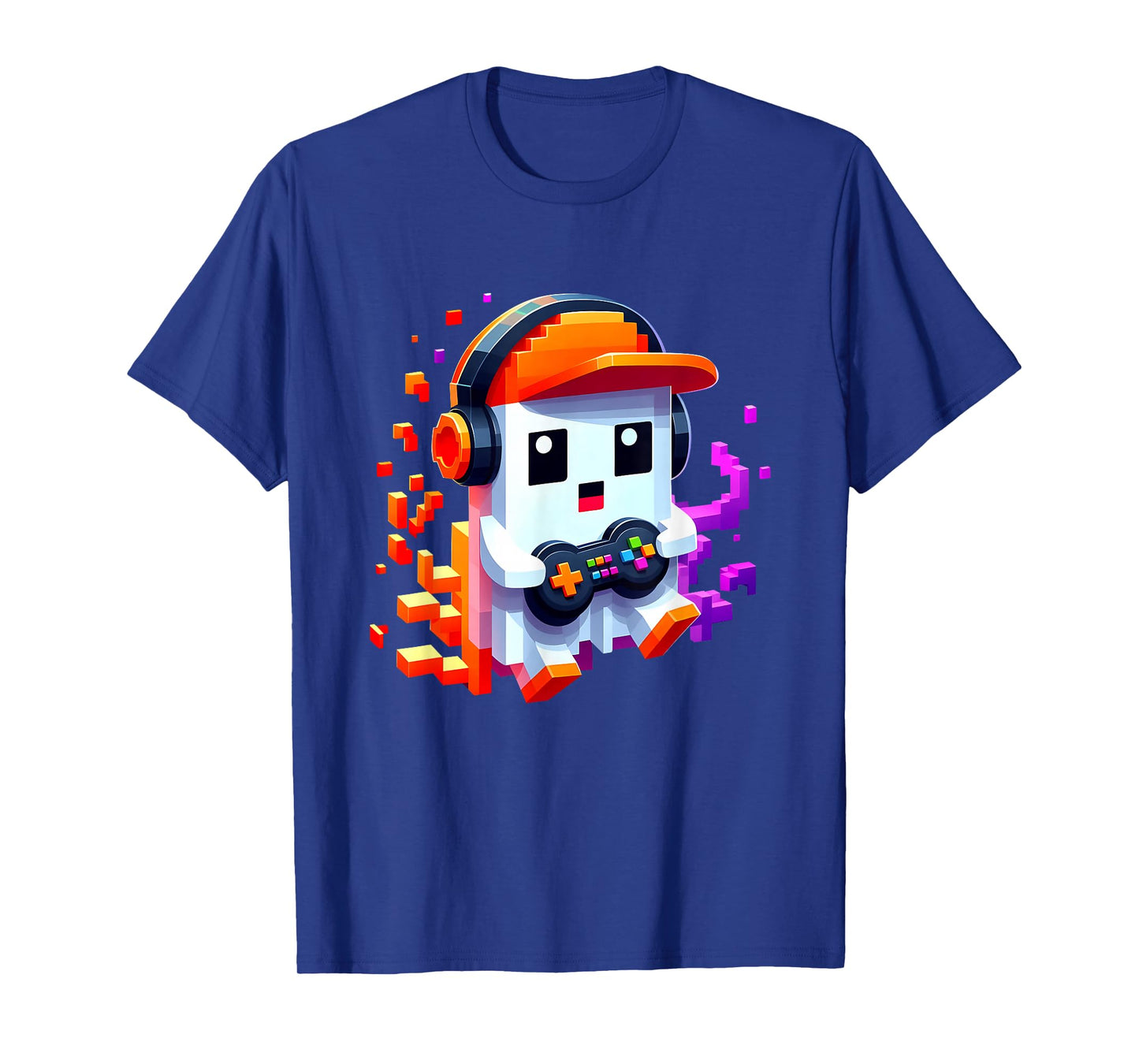Pi xel Ghost Gamer Retro Video Game Halloween Kids Boys Play T-Shirt
