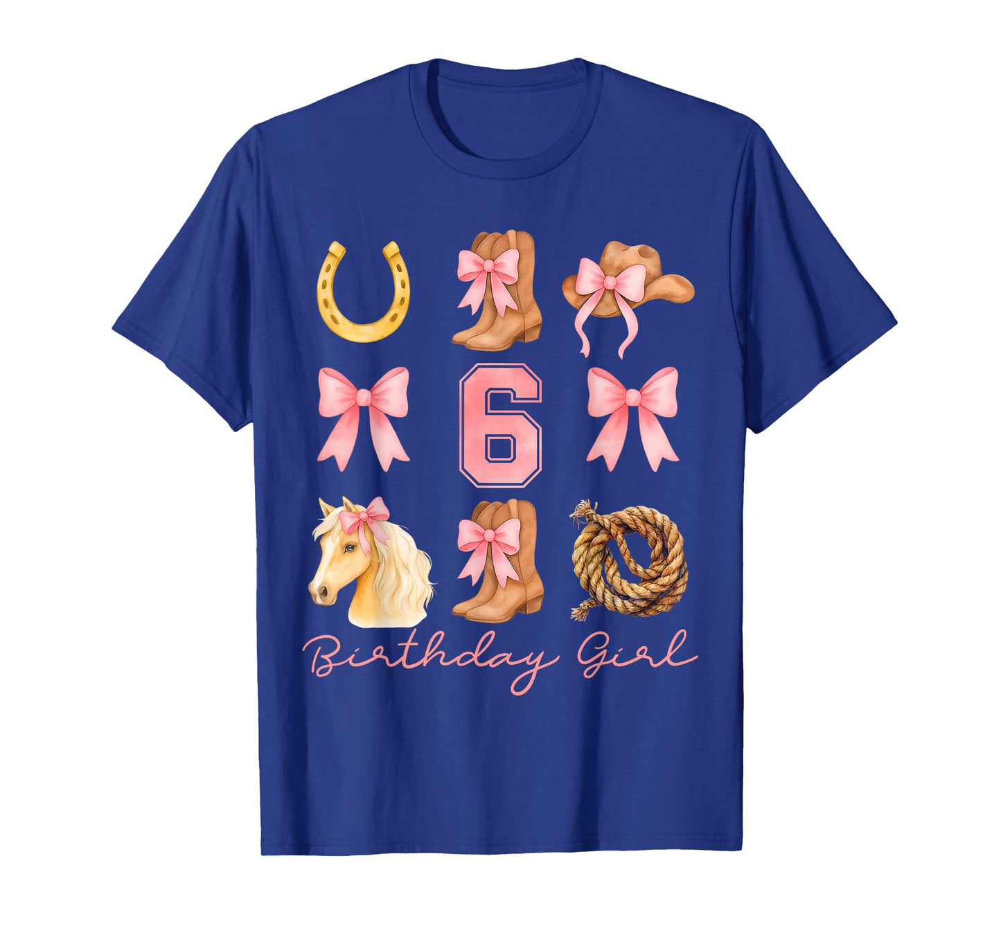 Coquette Bow 6th Birthday Girl Cowgirl 6 Year Old Western T-Shirt