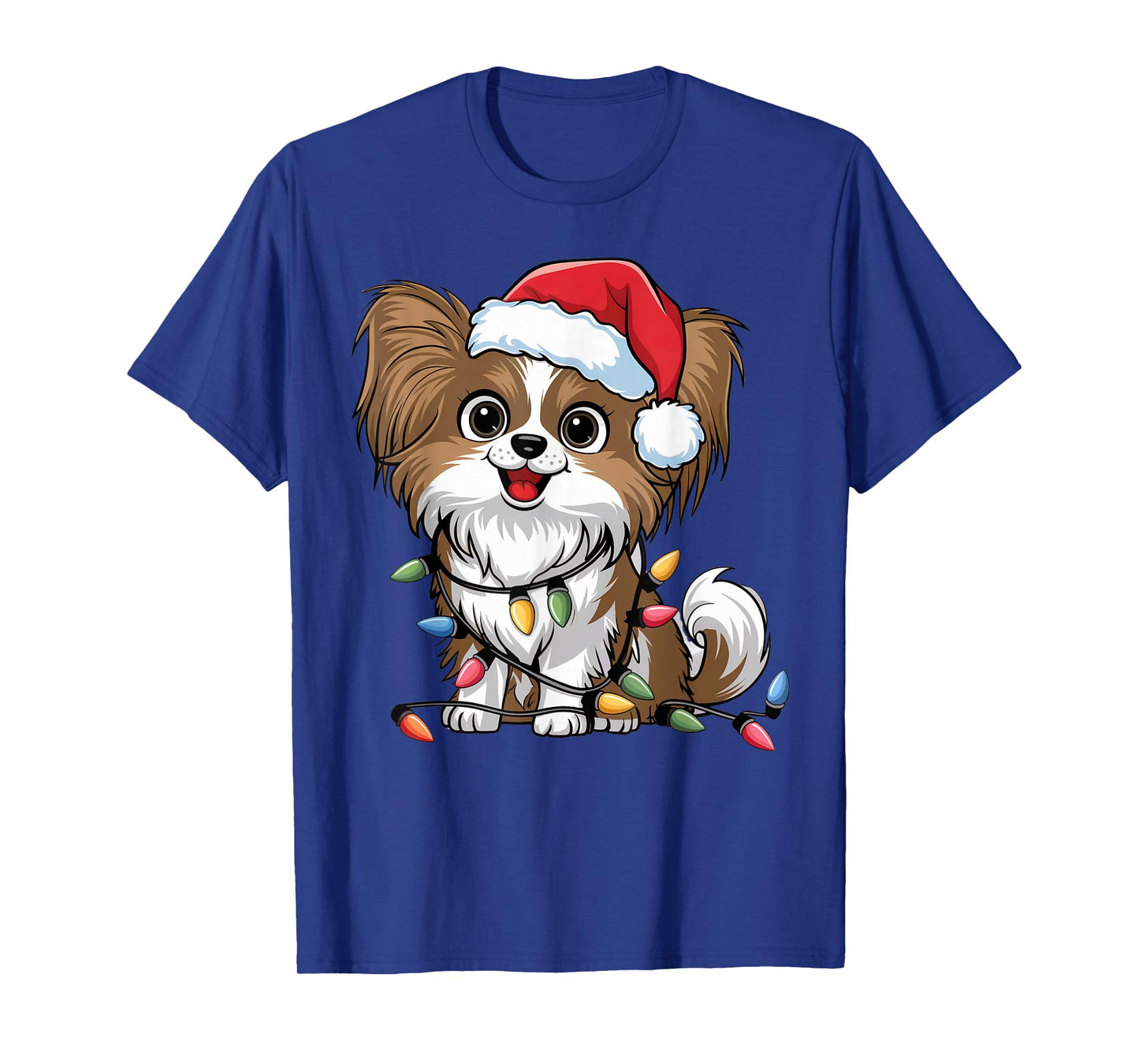 Papillon Christmas Lights Xmas Dogs Gifts for Men Women Kids T-Shirt