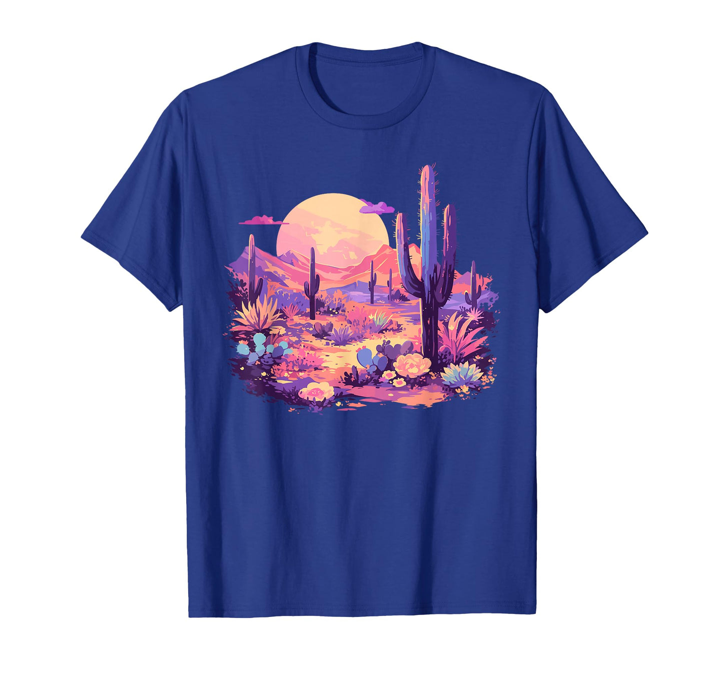 Saguaro Cactus Arizona Desert Cute Moon Pastel Purple Pink T-Shirt
