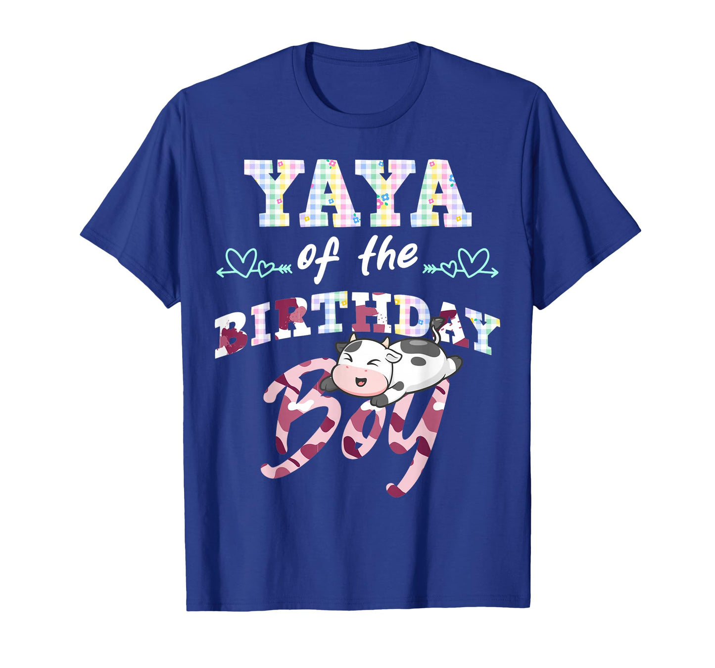 Cow Print Birthday Boy Party Look with Stars Plaid for Yaya T-Shirt