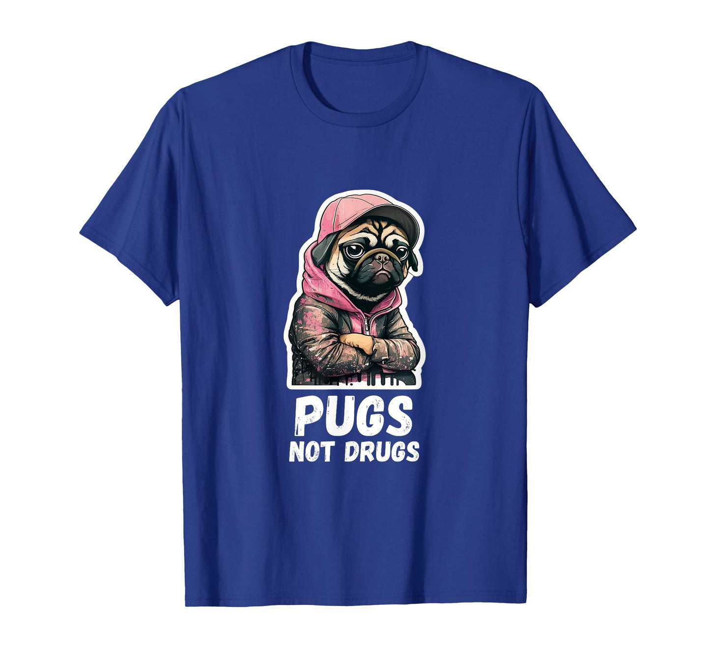 Pugs, not Drugs - Moody Cool Pug Funny Dog Pugs Lover T-Shirt