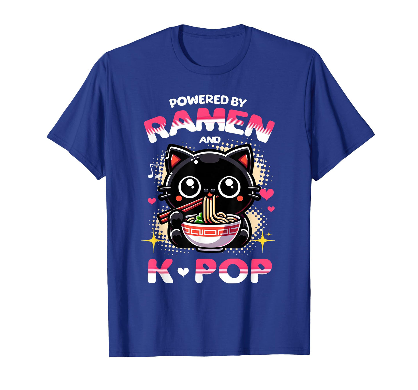 Powered by Ramen and K Pop Funny Anime Korean Music Manga T-Shirt