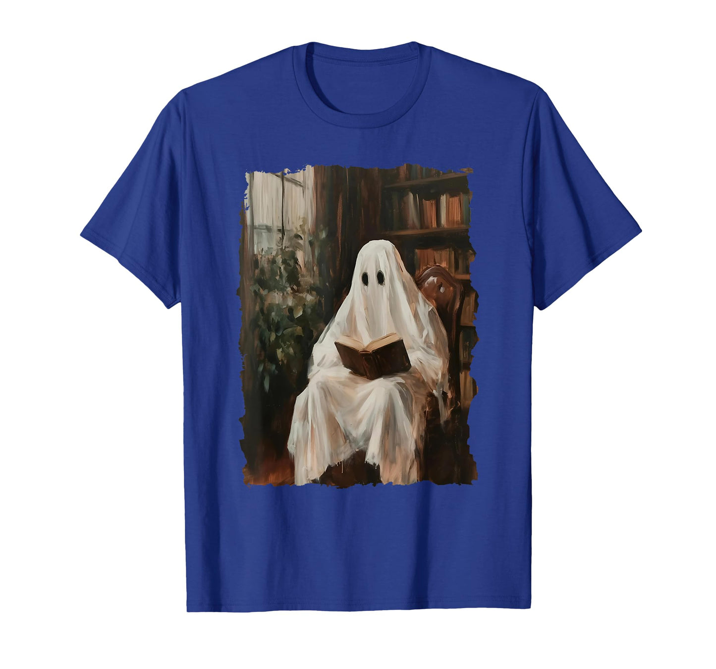 Ghost Library Halloween Book Reading Books Lover Teacher T-Shirt
