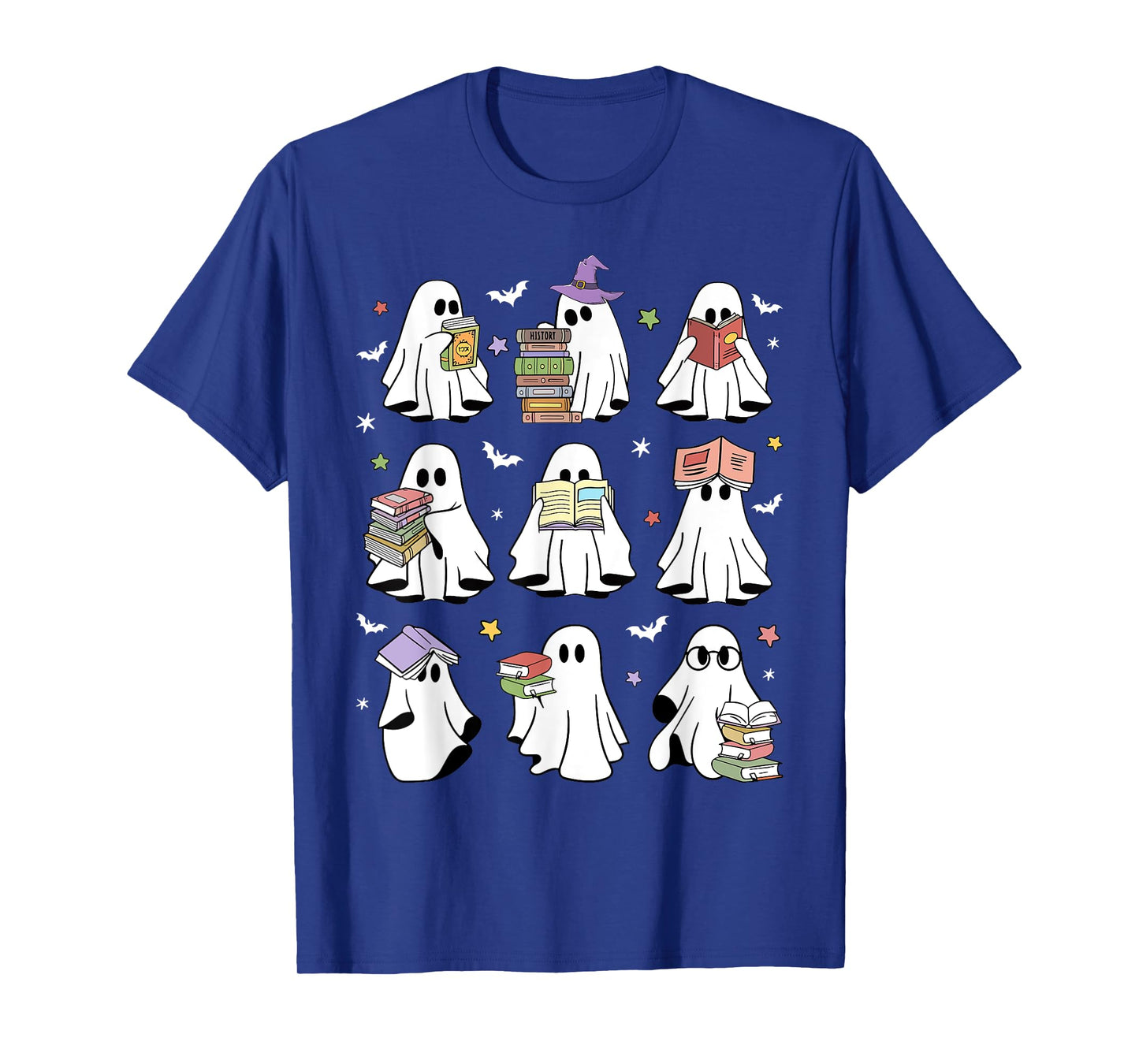 Funny Ghost Book Reading Halloween Books Lover Teacher Kids T-Shirt