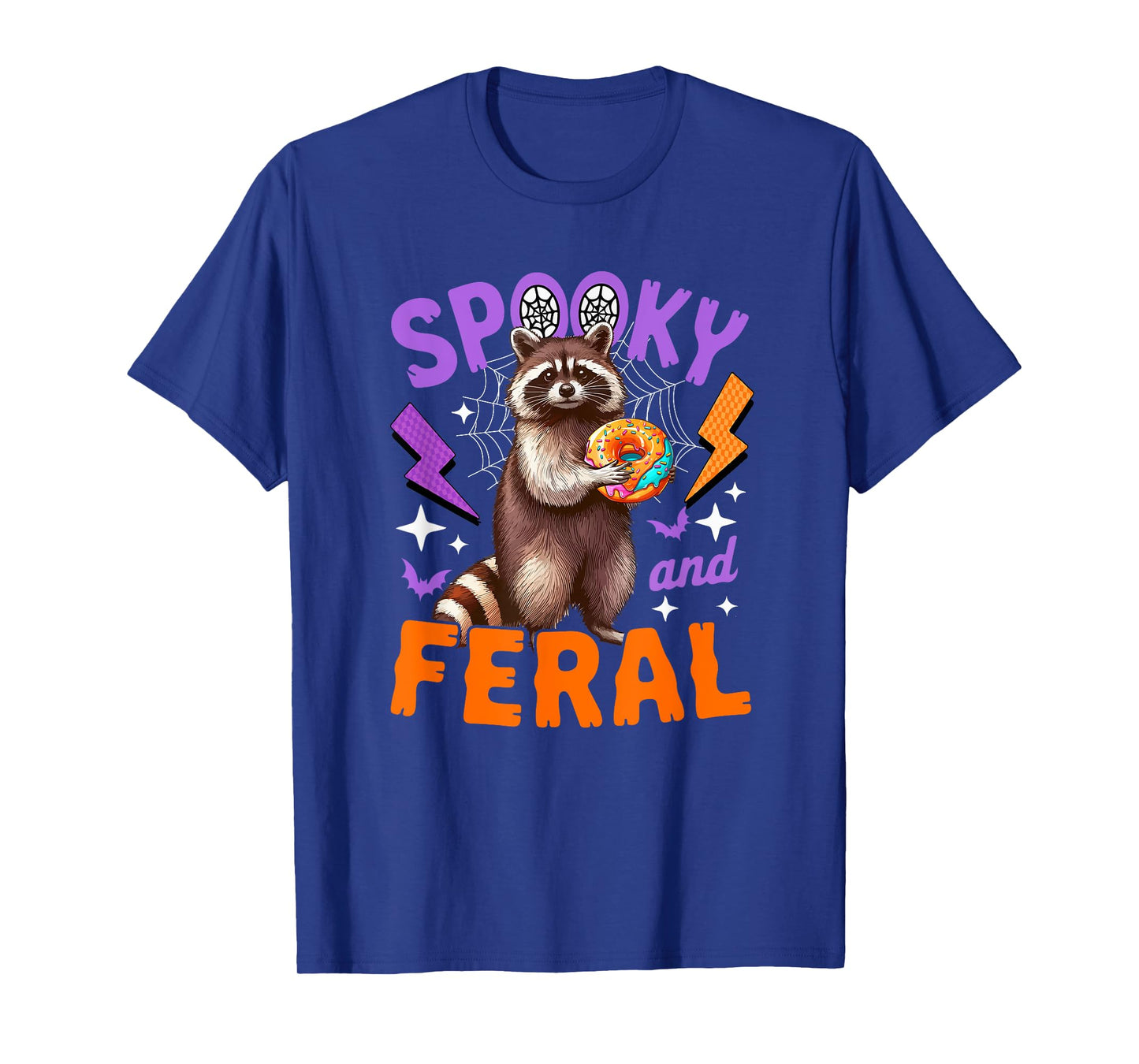 Spooky And Feral Halloween Raccoon Eating Donut Lover Kids T-Shirt