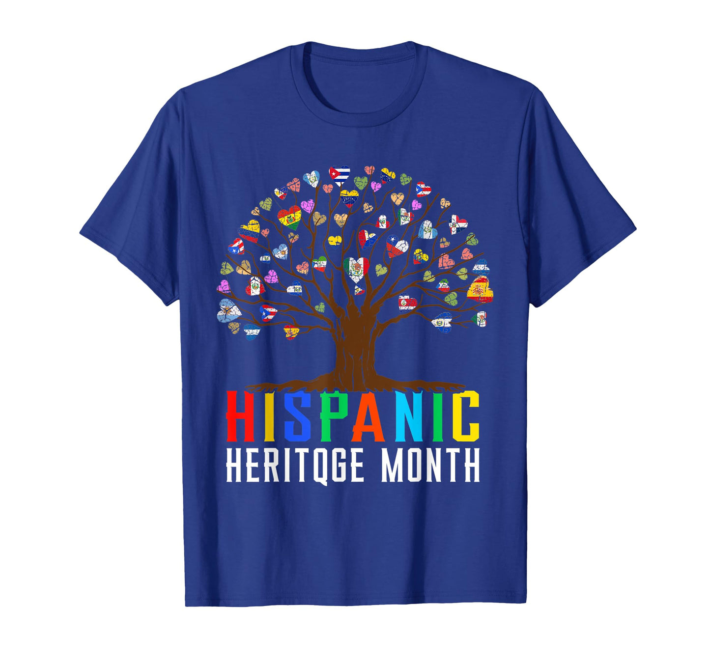 Heart Flag Tree Root Latino National Hispanic Heritage Month T-Shirt