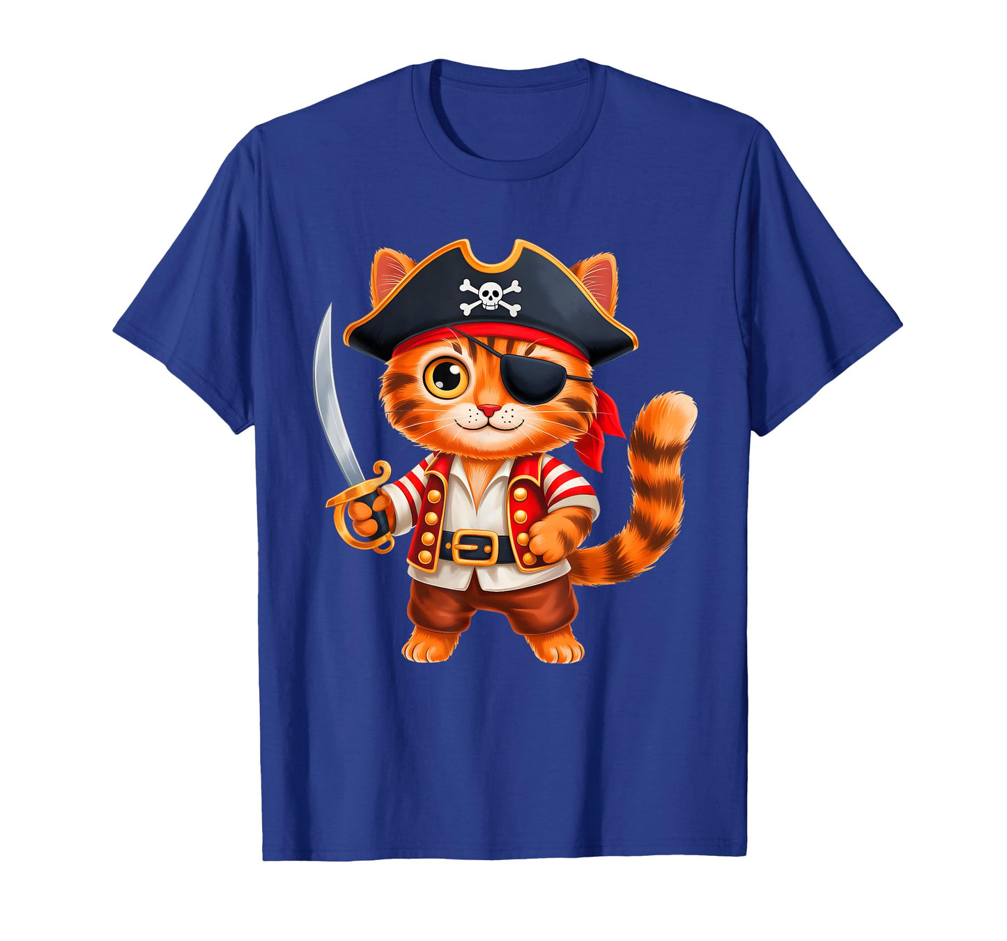 Cat Pirate Shirt Boys Girls Kids Skull Halloween Costume T-Shirt