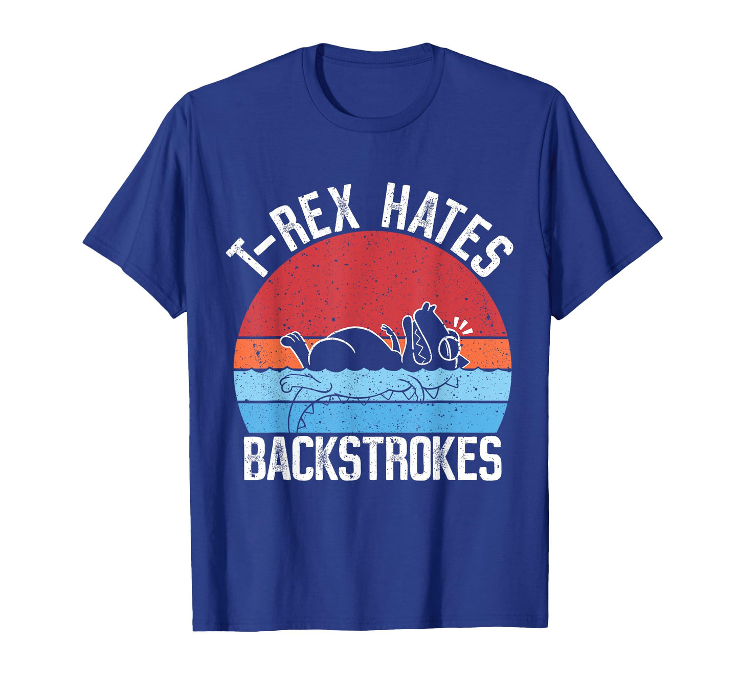 Funny Swimming Swimmer T-rex Hates Backstrokes Retro T-Shirt