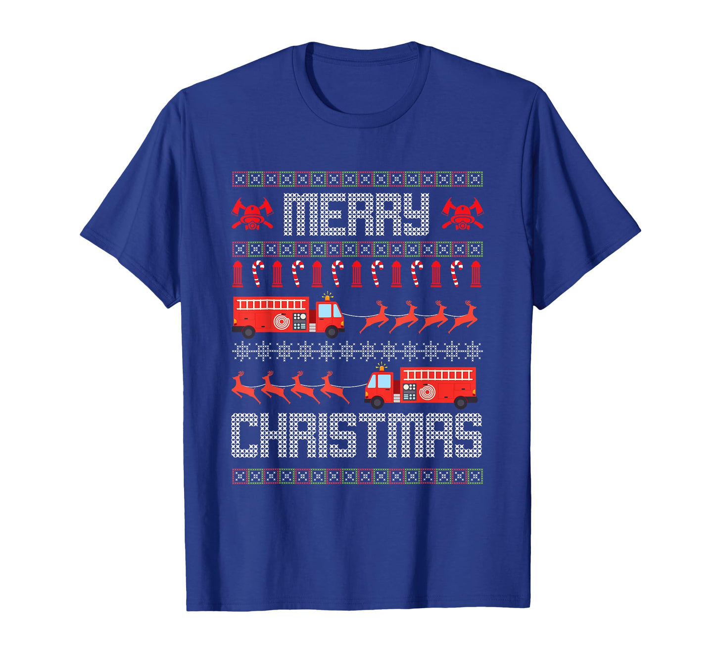 Christmas Firefighter Merry Christmas Fire Truck Costume T-Shirt