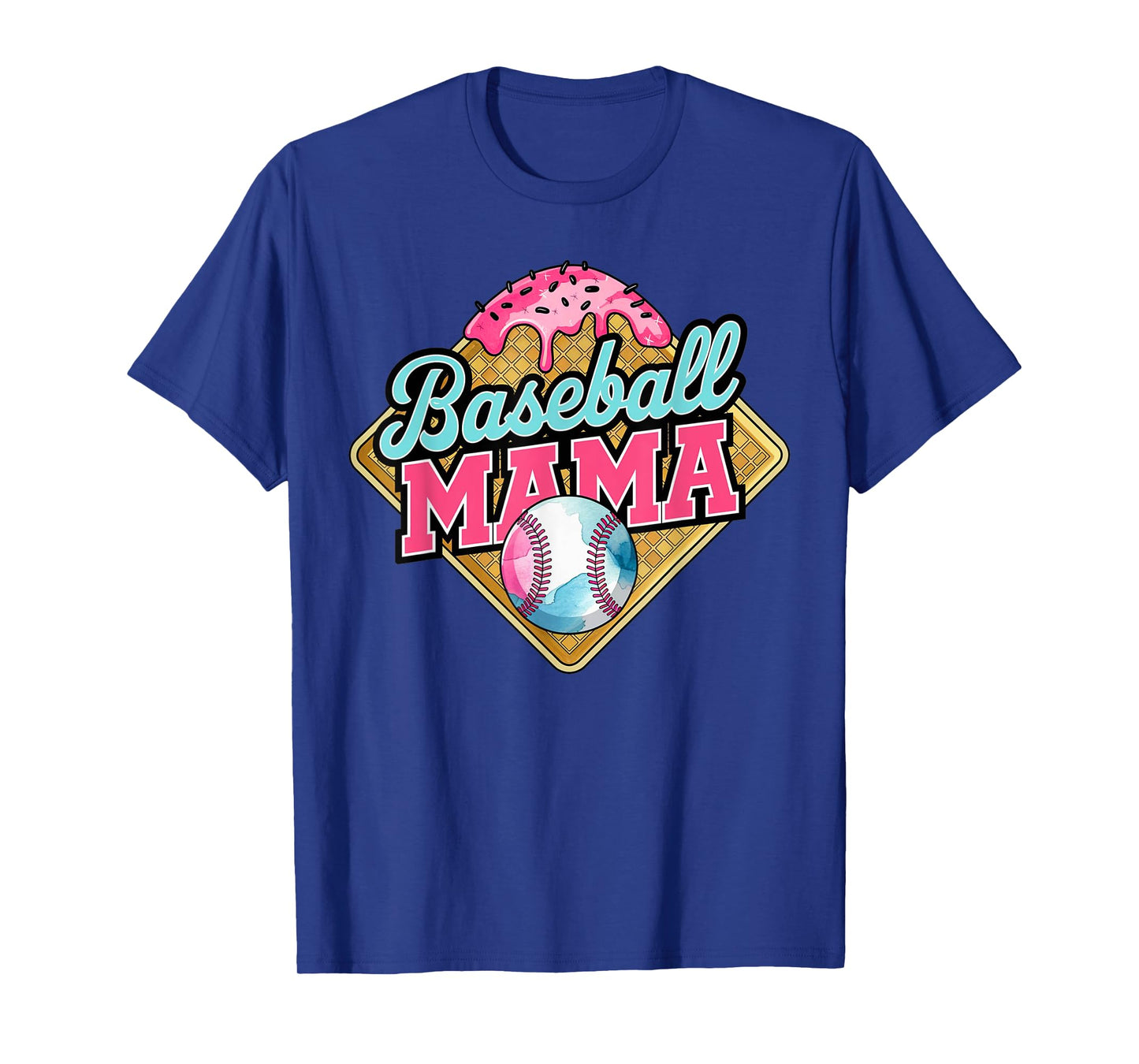 Baseball Mama Home Plate Ice Cream Drip Mother's day Funny T-Shirt