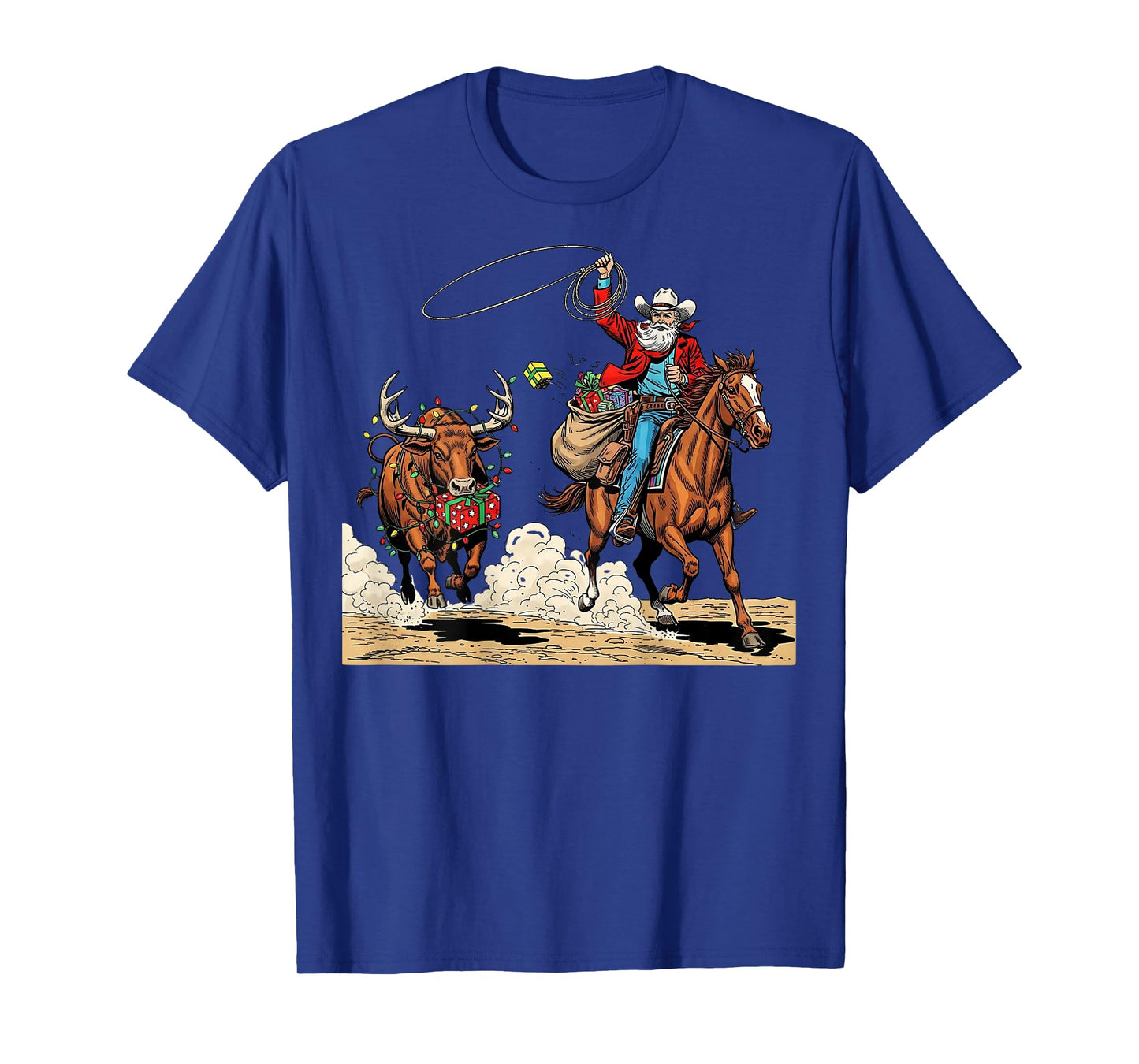 Funny Cowboy Santa Christmas Holiday Western Style Gifts T-Shirt