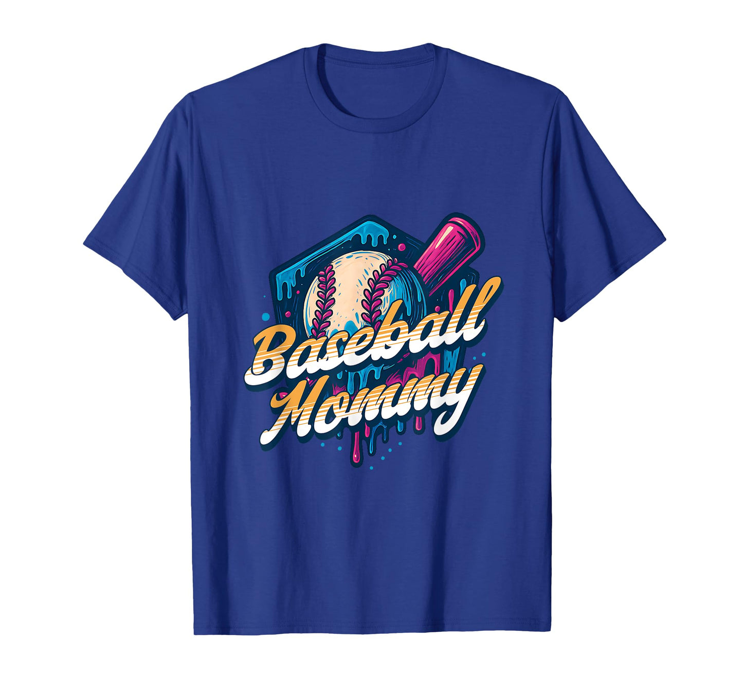 Baseball Mommy Kids Birthday Baseball Drip Ice Cream Family T-Shirt