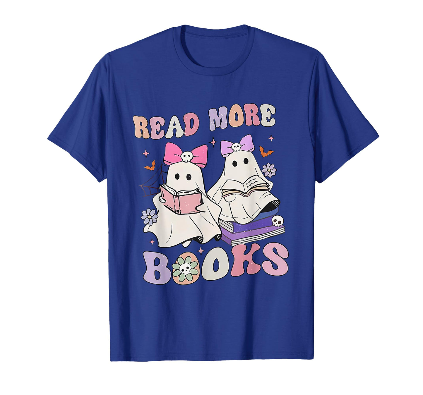 Halloween Ghost Reading Read More Books Librarian Teacher T-Shirt